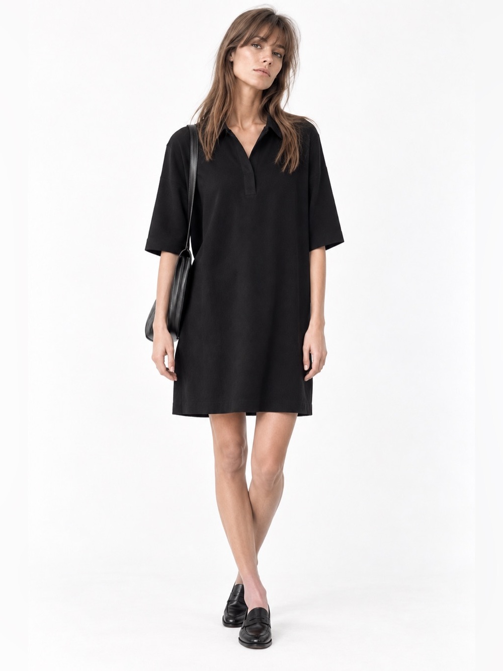 COS Black Oversized Polo Mini Dress – Size M